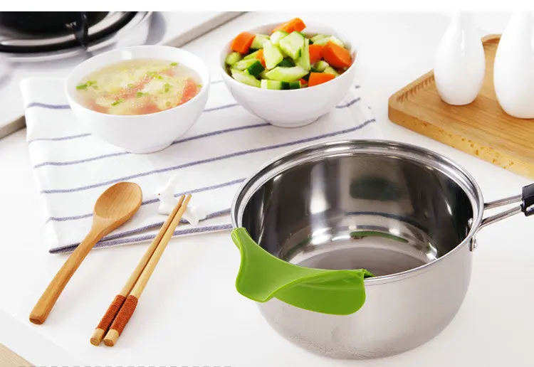 Противоскользящая кухонная утварь, дефлектор края, креативный Универсальный гаджет, кухонные принадлежности, силиконовая воронка