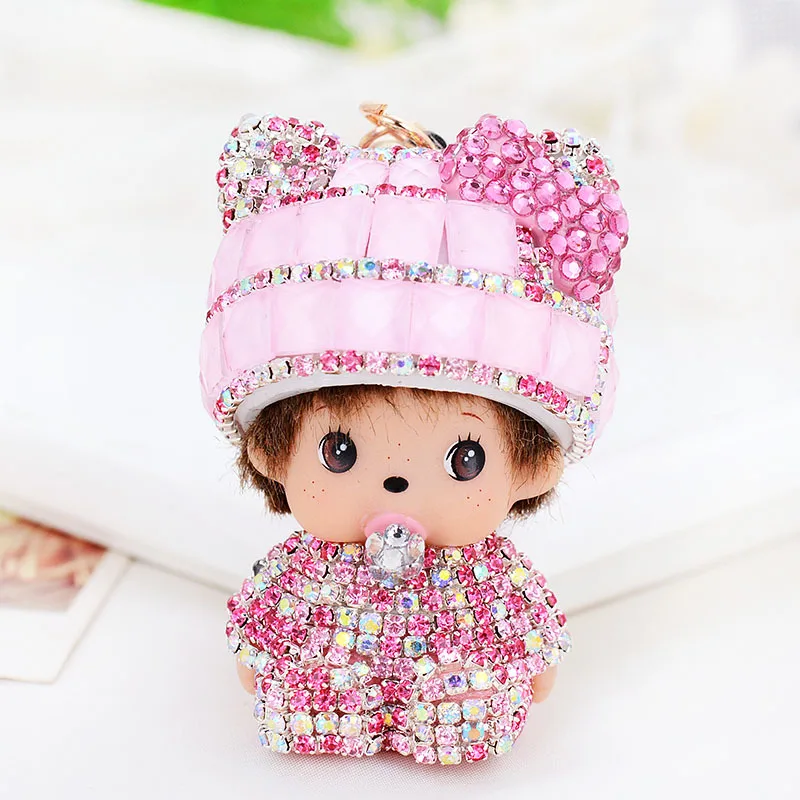 Милый мультфильм MONCHHICHI брелок для ключей мода сплава цинка аниме подвеска женщин