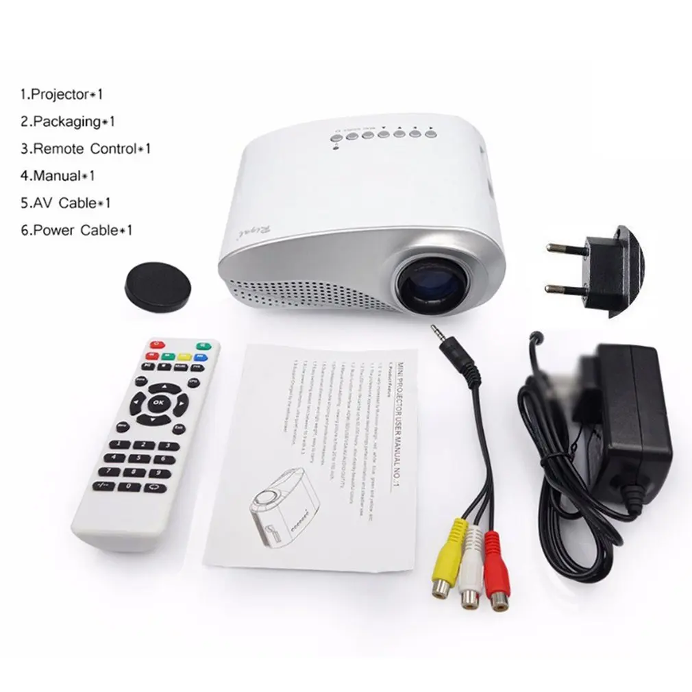 Rigal RD802 портативный кинопроектор для домашнего кинотеатра 480x320P USB VGA Высокое