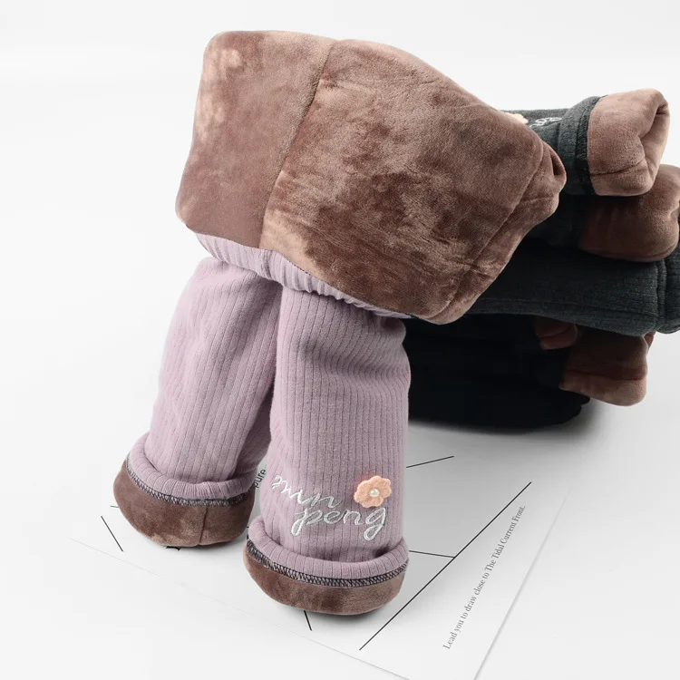BibiCola girls pants winter fashion plus velvet trousers children kids cotton letter pants for girls thick warm leggings
