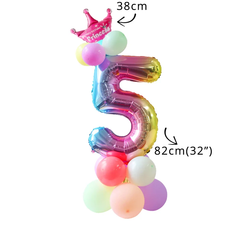16pcs balloon kit 5 WEIGAO 0-9 Радуга Единорог баннер для вечеринки и воздушные шары Комплект блестящий для дня рождения баннер бумага Гарланд с номером воздушный шар Декор - Цвет: 16pcs balloon kit 5