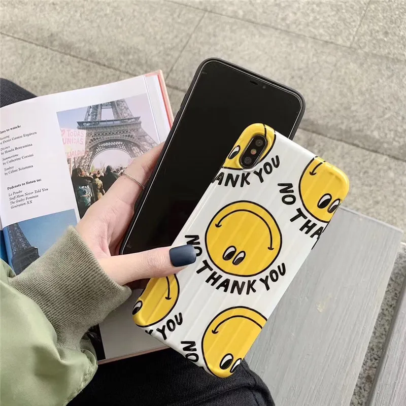 Surface luggage smiley phone case For iphone XS MAX XR X luxury TPU soft shell glossy 6 6s 7 8plus back cover |