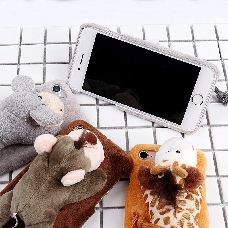 Милый 3D плюшевые куклы Телефонные Чехлы для OPPO R9 r9s R11 плюс Kawaii Пушистые