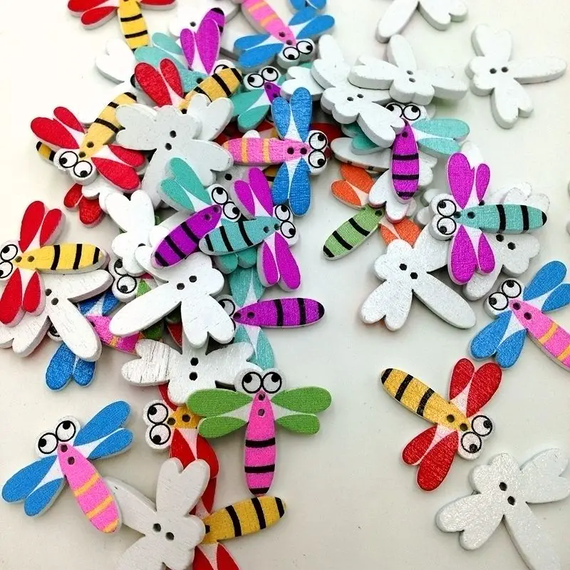 Wooden Buttons 30mm dragonfly 2 holes for handmade Gift Box Scrapbook Craft Party Decor DIY favor Sewing draw Accessories Wh | Дом и сад