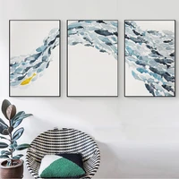 nordic simple abstract fish group posters and prints wall art print canvas painting decorative picture for living room minimalis