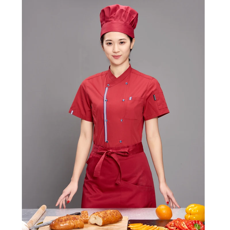 Комбинезоны для шеф-повара женская одежда с коротким рукавом квадратная лапша