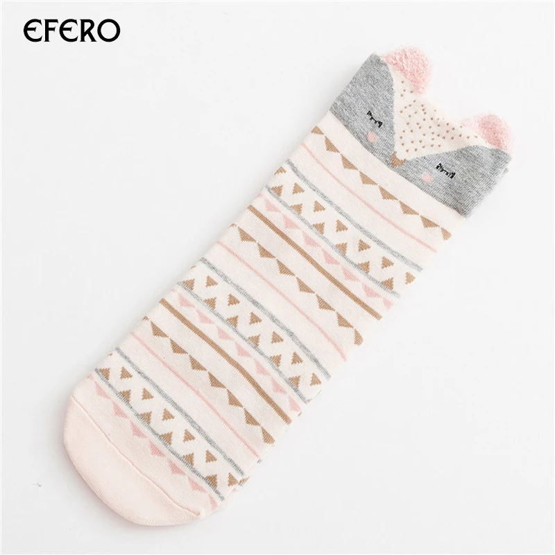 8 Efero/1 пара, милые женские носки с животными, женские хлопковые носки, Meias, Осень-зима, теплые носки для девушек, художественные носки, Chaussettes Femme - Цвет: 8