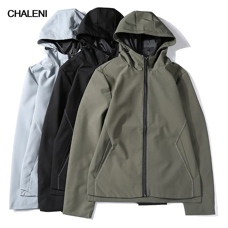 Spring Autumn New Jacket Men Fashion High Quality Japan Style Windbreaker Slim Solid Color Hooded XY-ZK612 | Мужская одежда