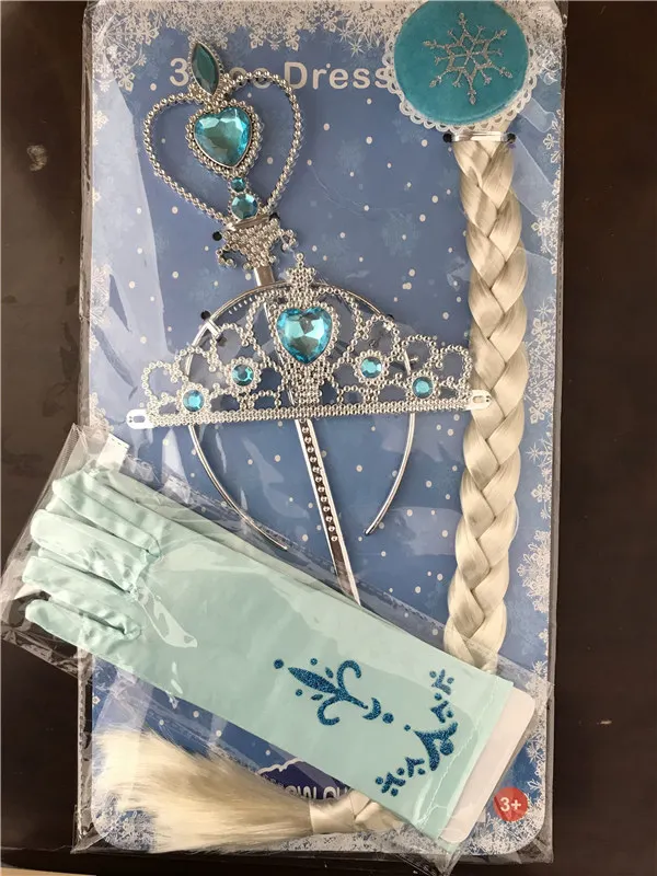 Accessories Детское платье принцессы Русалочки; Одежда для девочек; летнее пляжное праздничное платье для девочек+ повязка на голову; детская одежда; vestidos - Цвет: Accessories