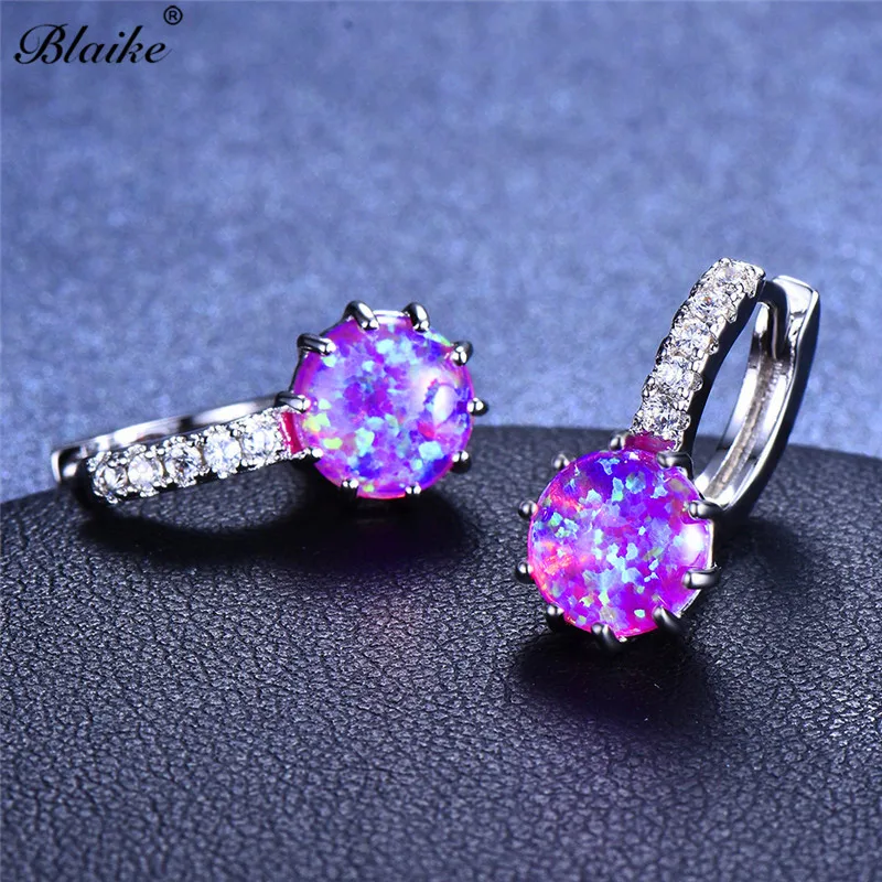 Женские круглые серьги кольца Blaike мистические из серебра 925 пробы с фиолетовым