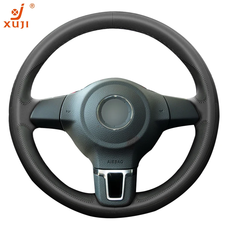 XUJI Top Layer Leather/ First Cattle Hide 5D Flash Steering Wheel Cover for VW-GOLF6 Custom made hub Special car | Автомобили и