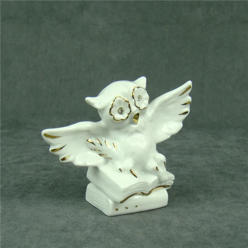 Porcelain Doctor Owl Figurine Creative Ceramics Magician Hooter Sculpture Decor Craftworks Embellishment Present Accessories | Дом и сад