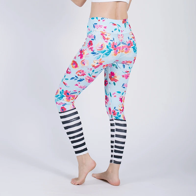 Женская Мода Цветочный принт тонкие леггинсы Athleisure Спортивная Для женщин брюки