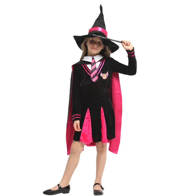 M-XL Girls Halloween Magician Costumes Kids Children Sorceress Witch Cosplays Purim Carnival Stage play Masquerade party dress |