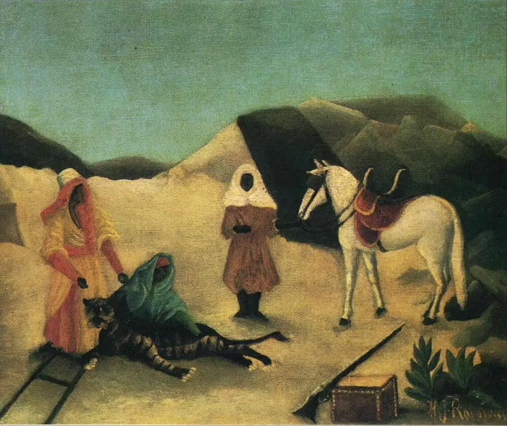 

High quality Oil painting Canvas Reproductions The Tiger Hunt (1895-1896) by Henri Rousseau painting hand painted