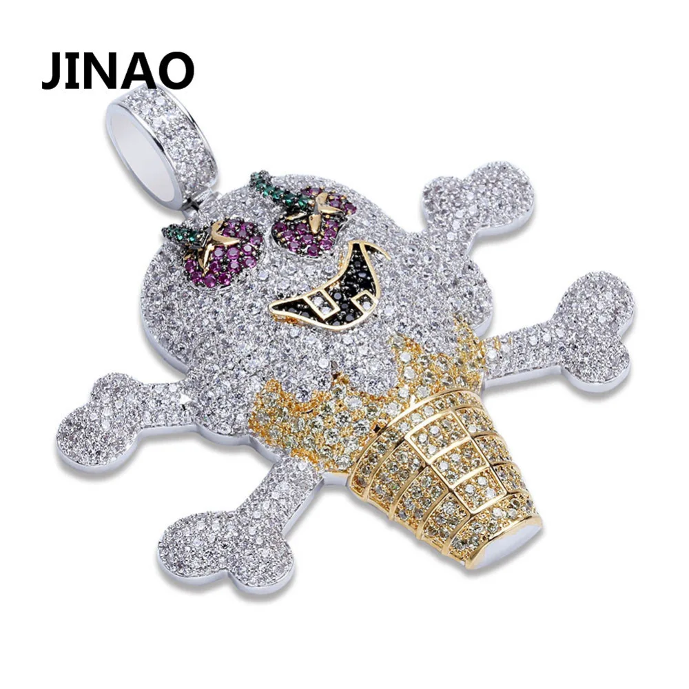 Модное ожерелье AAA Iced Out Corsair с черепом и скелетом, кубический циркон, мороженое, подвеска в пиратском стиле, ожерелье, цепочка из нержавеющей стали, подвески