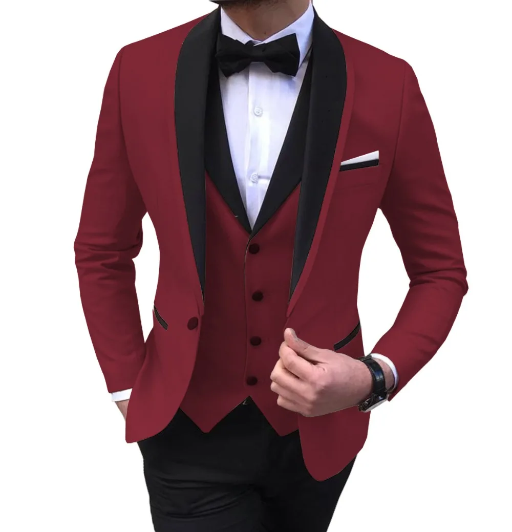 Для мужчин костюмы 3 предмета в комплекте Slim Fit повседневное бизнес женихов Серый Зеленый Шампанское нагрудные смокинги для