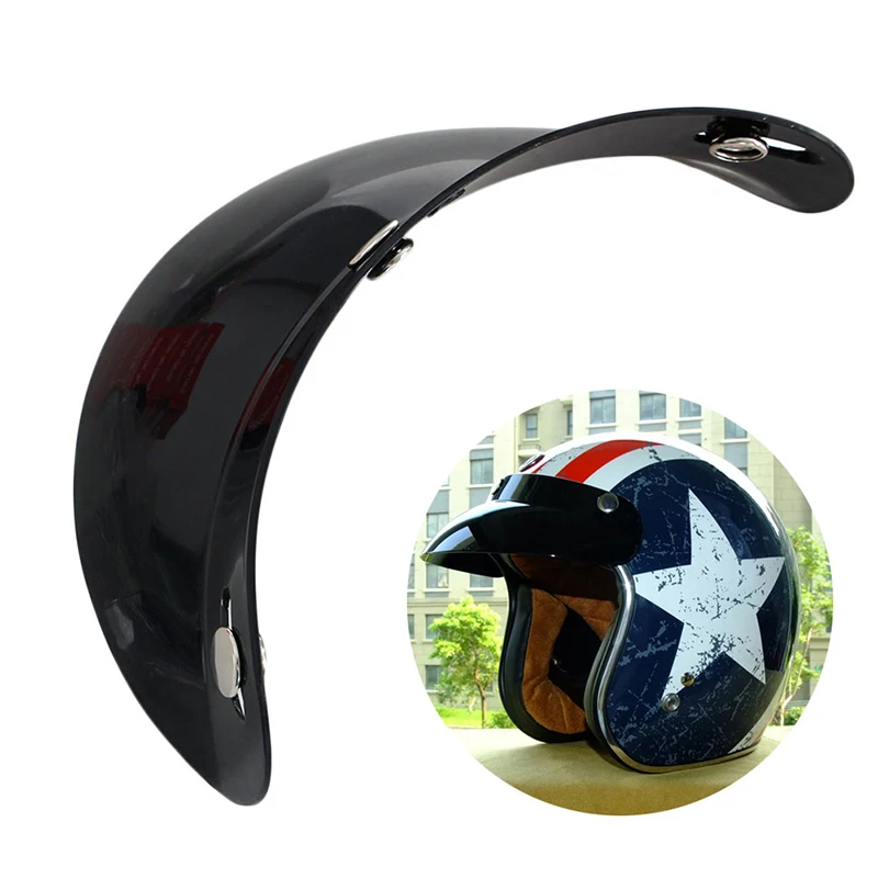 

Universal 3 Snap Visor Face Black Shield Lens For Motorcycle Helmets Open Face
