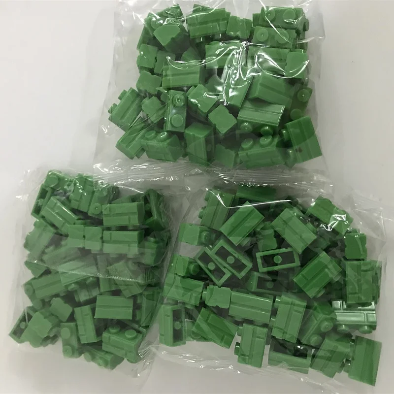 MOC DIY настенный строительный блок кирпичи базовые детали 1x2 городской дом Зеленый