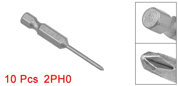 2PH0 UXCELL 10 шт. 1/" Шестигранным хвостовиком Phillips 1,6/2,5/2/3,5/3 мм PH00 PH0 PH1 Магнитная отвертка S2 насадки для отвертки 50 мм Длина - Цвет: 2PH0