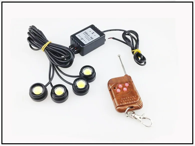

4 Eagle Eye White LED Lamp Wireless Remote Control Car Emergency Warning Strobe Grille Light Auto Tail Brake Light