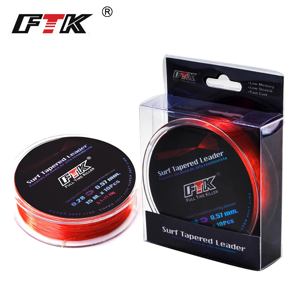 FTK Surf коническая леска leader Line 5*15 м/10*15 м предназначенная для забрасывания на