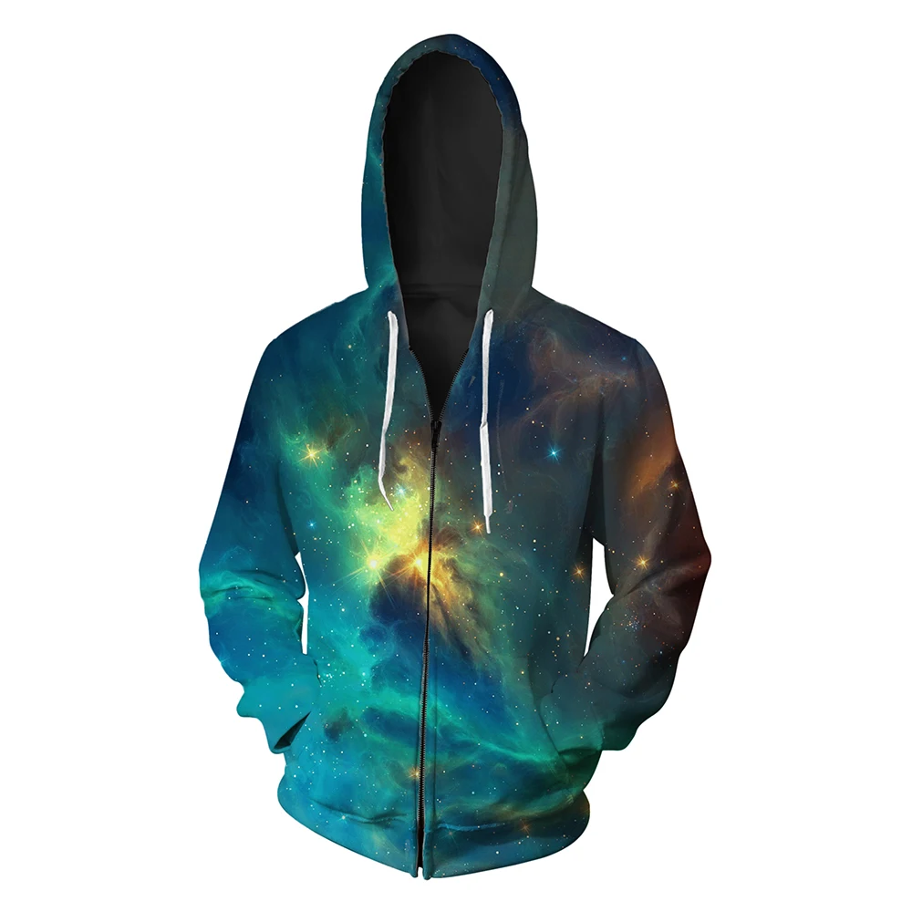 Мужские синие толстовки с капюшоном фиолетовые Кофты на молнии 3D принтом Galaxy Space