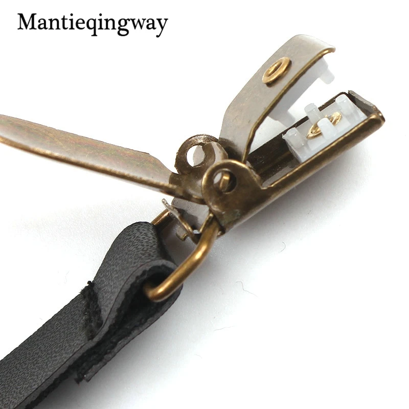 Mantieqingway 4 зажимы подтяжки Мужские Регулируемый искусственная кожа черный пояс
