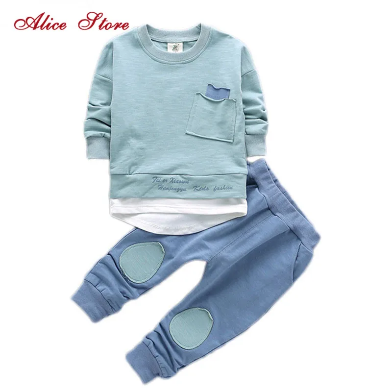 Одежда для маленьких мальчиков 2 шт. Детская рубашка топы + штаны повседневная