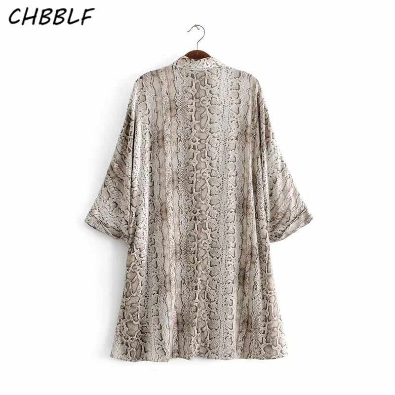 CHBBLF women oversized snake print shirt dress animal pattern three quarter sleeve casual loose blouse YUP8252 |