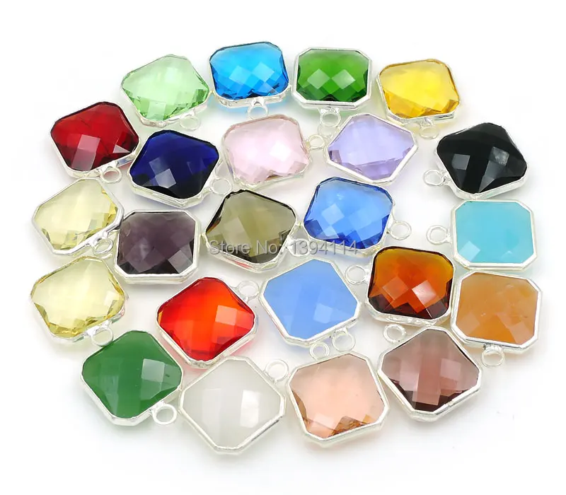 Смешанные цвета стеклянные кварцевые граненые Квадратные бусины медные