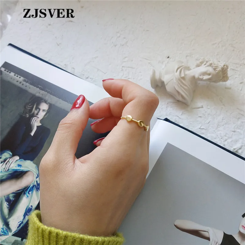 ZJSVER кольца из стерлингового серебра 925 Золотой корейские классические простые геометрические открытие регулировочного Для женщин кольцо для подарка оптовые ювелирные изделия