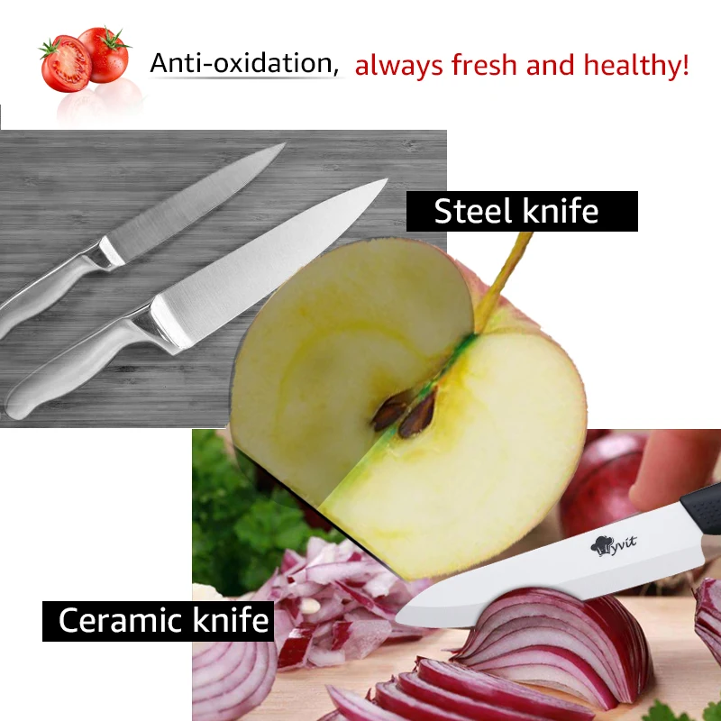 Набор кухонных ножей с подставкой (4 ножа)|kitchen knife|zirconia blackblack blade |