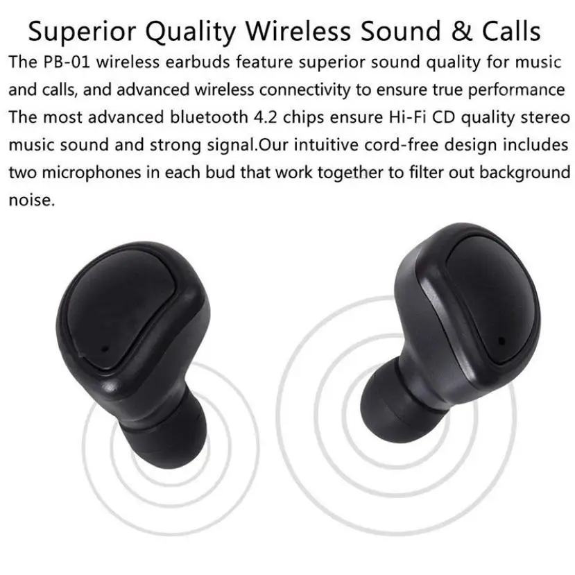 True Wireless Twins Headsets TWS Bluetooth Stereo Earphones Cordless In Ear Earbuds Sport Gaming with Charger Box | Электроника