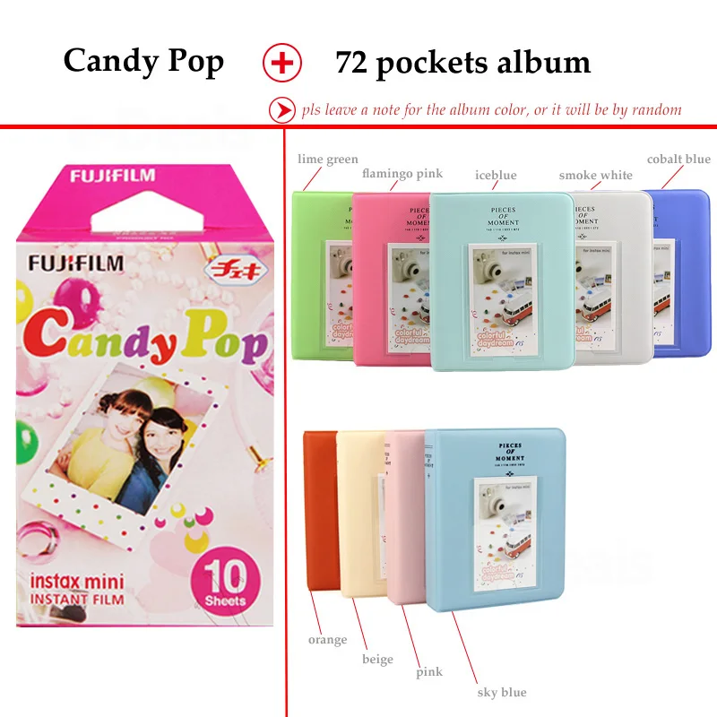 Fujifilm Instax Mini Film Candy Pop 10 листов для 9 8 7s 70 90 25 мгновенный Polariod камеры смартфона