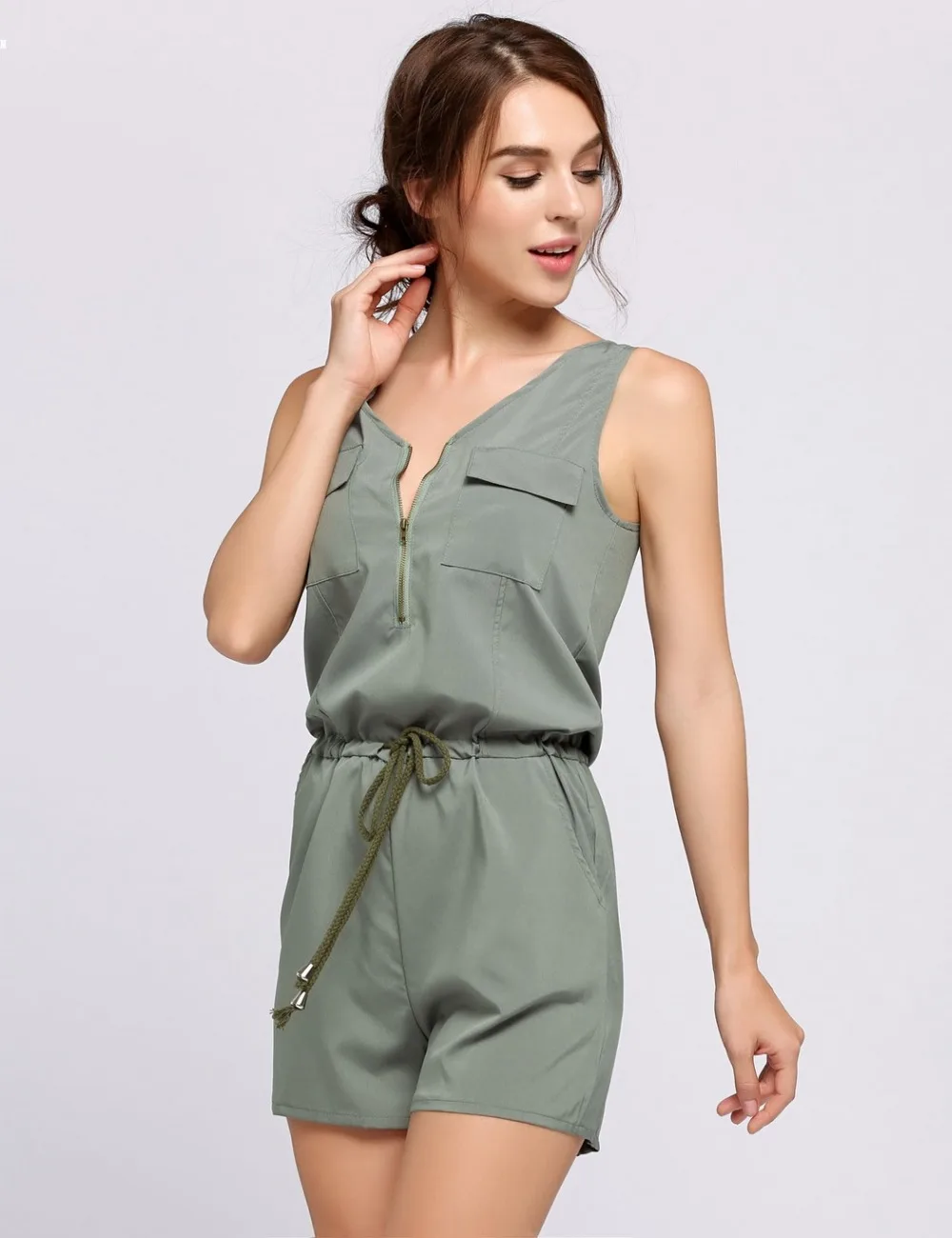 Новый Лето 2017 г. комбинезоны женщин Краткое Стиль пикантные однотонные