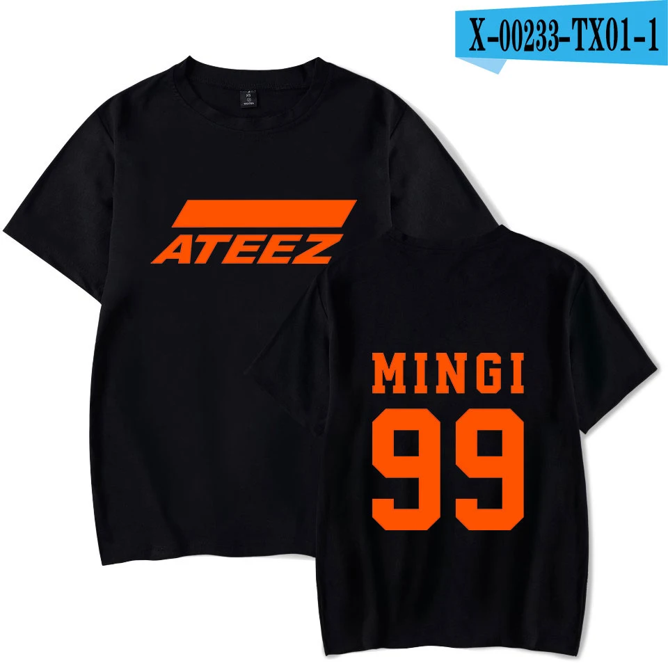 Black Новая Футболка kpop group ATEEZ, топы, Hongjoong Seonghwa Yunho Yeosang San Mingi Wooyoung Jongho ATEEZ A подростковый Z - Цвет: Black
