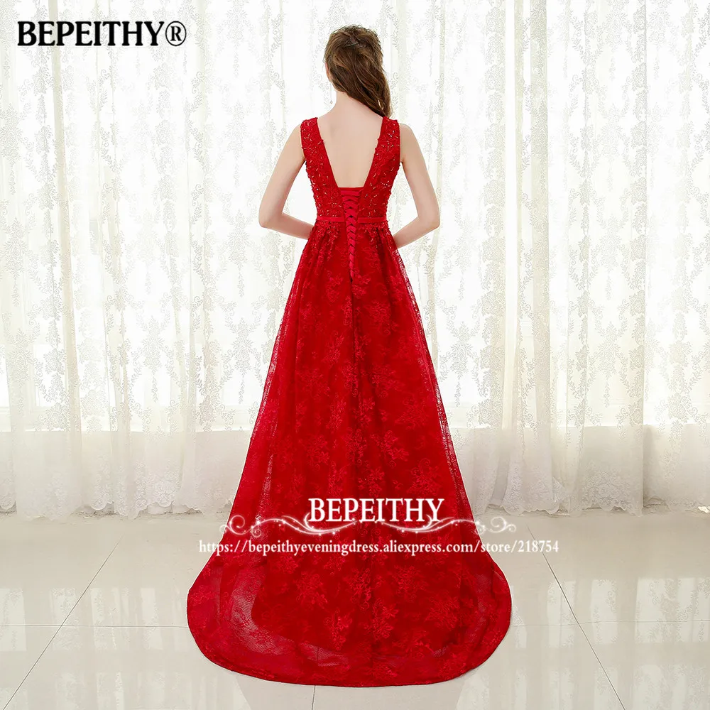 BEPEITHY Robe De Soiree кружевное длинное вечернее платье с поясом 2020 полная длина дешевые