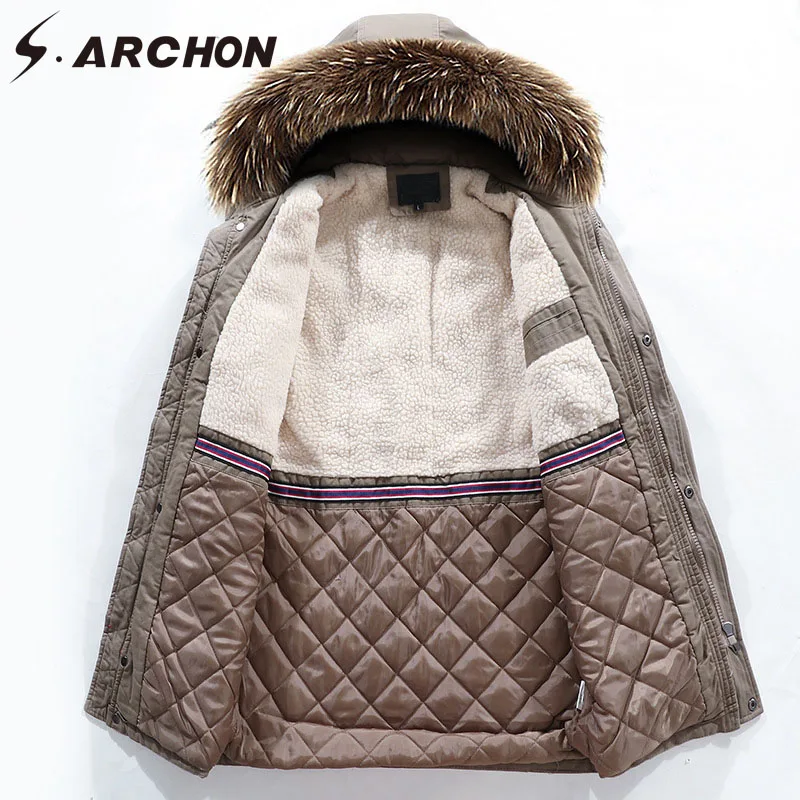 S.ARCHON Winter Casual Men's Jackets Thicken Warm Hooded Windproof Jacket Cotton Tactical Military Outdoor Hiking Clothing Male | Мужская