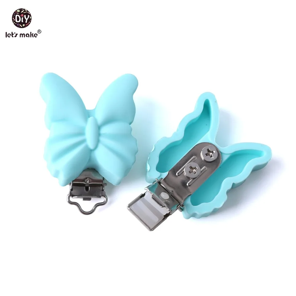 Let's Make Baby Teether 1pc Butterfly Pacifier Clip Stainless Steel Food Grade Silicone DIY Chain Teething Toys | Мать и ребенок