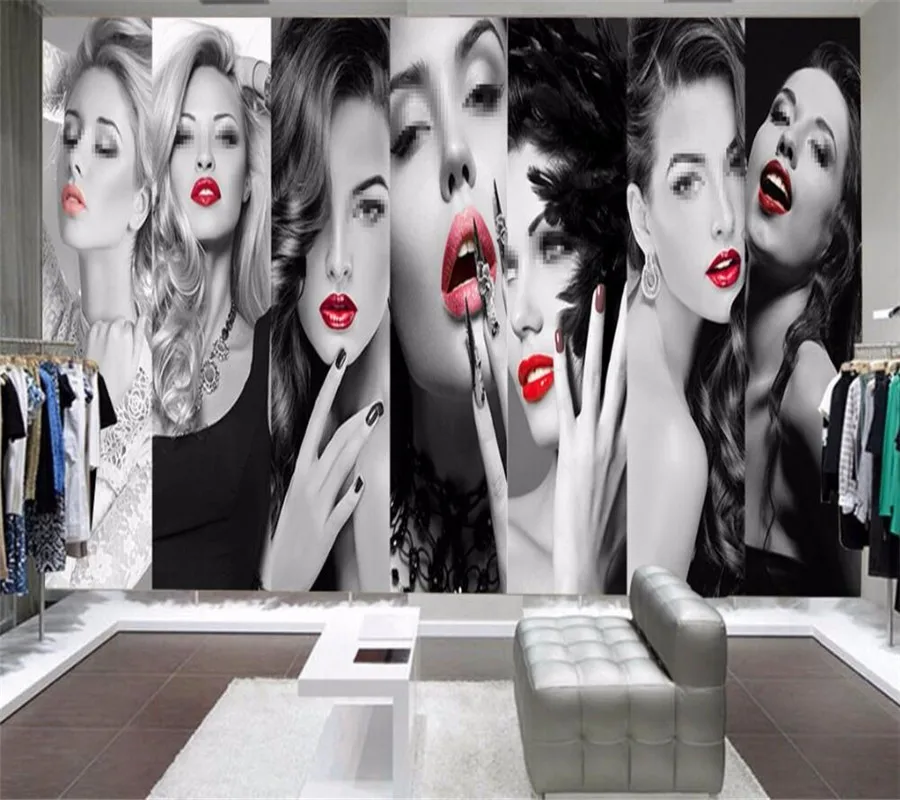 

Creative personality clothing beauty salon background wall professional production mural wholesale wallpaper custom photo wall