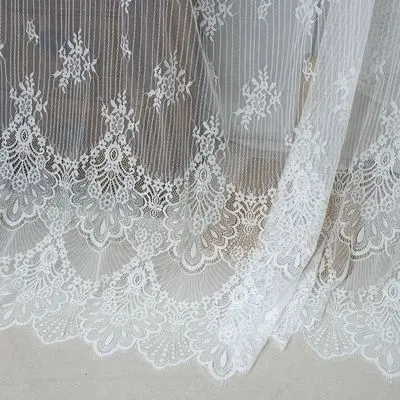 3M French Eyelash Lace Fabric 150cm White Black Diy Exquisite Embroidery Clothes Wedding Dress Accessories | Дом и сад