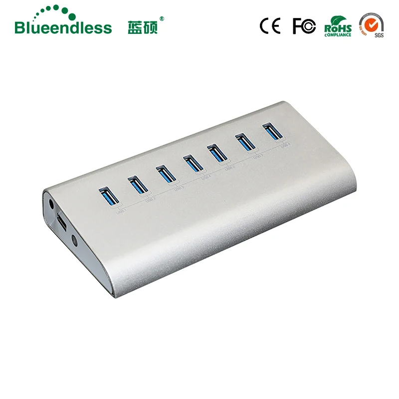 5 Гбит/с быстрая скорость серебристый алюминий 7 портов USB 3 0 серии концентратор