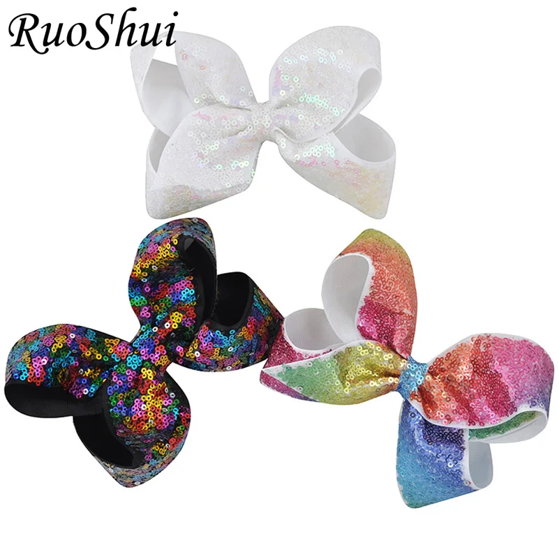

3pcs Boutique Pretty Hair Bows Rainbow Hair Clip With Sequins Hairpins Girls Kids Hair Accessories Newest Festival Birthday Gift