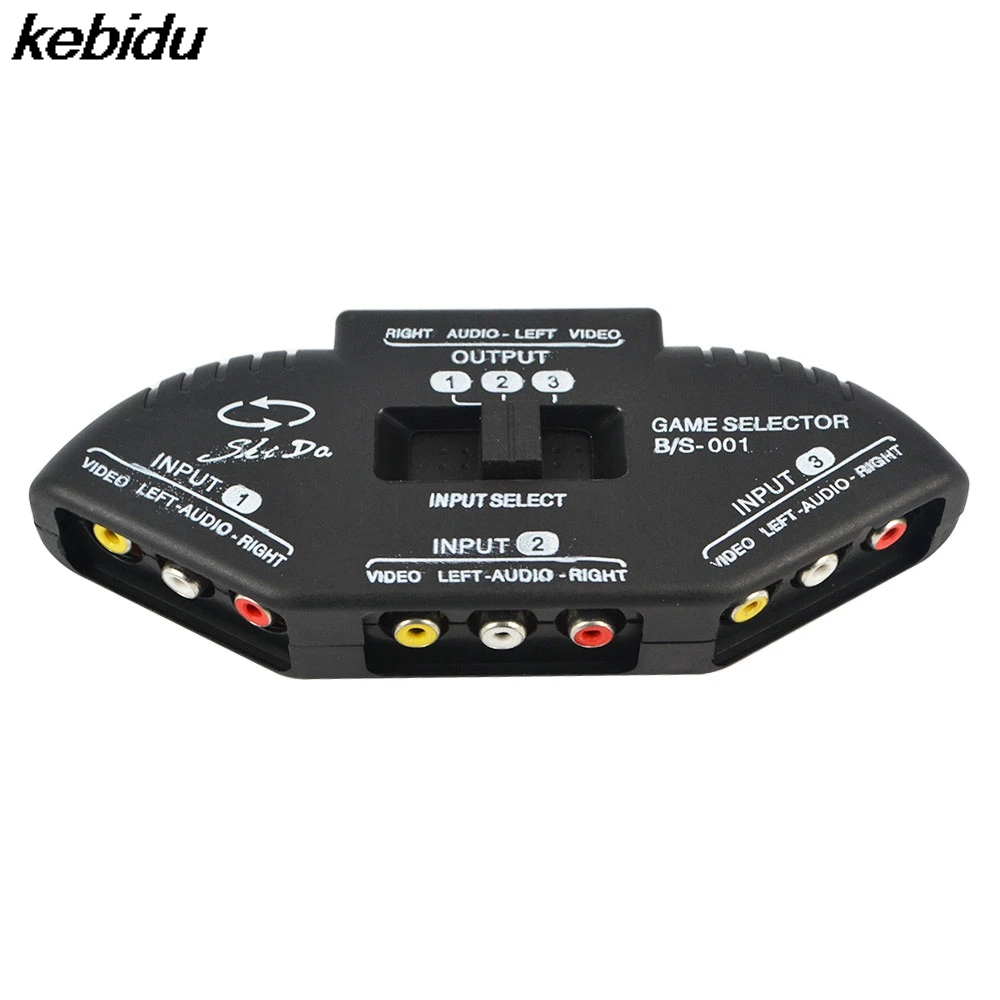 Kebidu черный 3 порта видео игровой коммутатор селектор сплиттер аудиокабель AV RCA