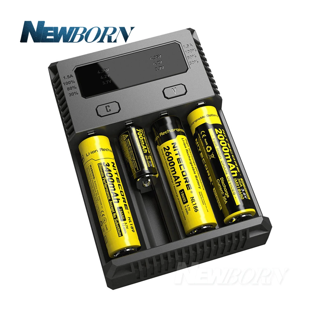 100% Зарядное устройство Nitecore I4 с ЖК дисплеем универсальное умное автомобильное