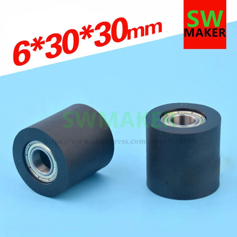 PU soft polyurethane guide roller 30mm 3cm diameter flat wheel press paper plastic bag wrapped bearing pulley | Строительство и