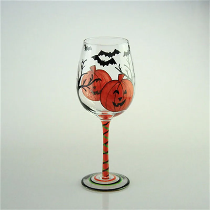 New Creative Halloween Day personalized gifts hand-painted pumpkin spider web tree colorful red wine glass cup hanap goblet mug | Дом и сад