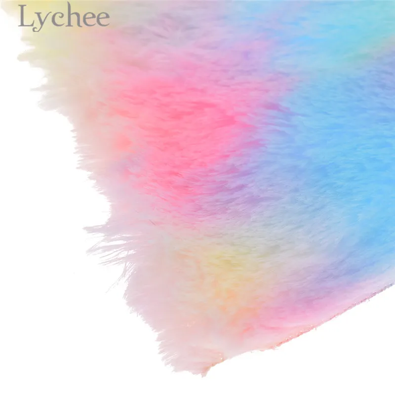 Радужная меховая ткань Lychee Life Размер A4 21x29 см|Синтетическая кожа| |