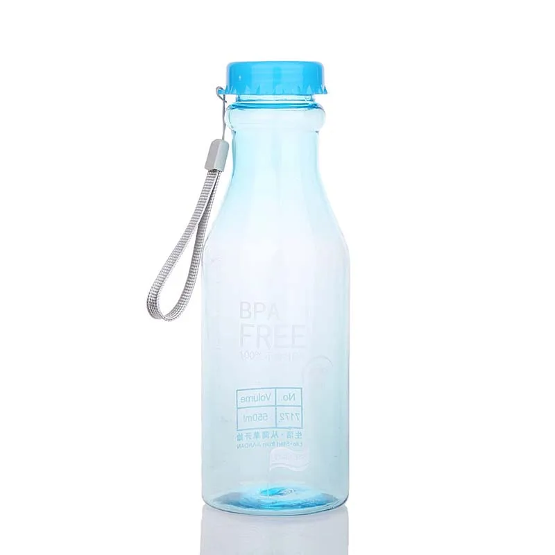 Transparent blue JOUDOO 500 мл портативная Герметичная Бутылка Для Воды на открытом воздухе Велосипедный спорт Питьевая небьющаяся пластиковая бутылка для воды 10 - Цвет: Transparent blue